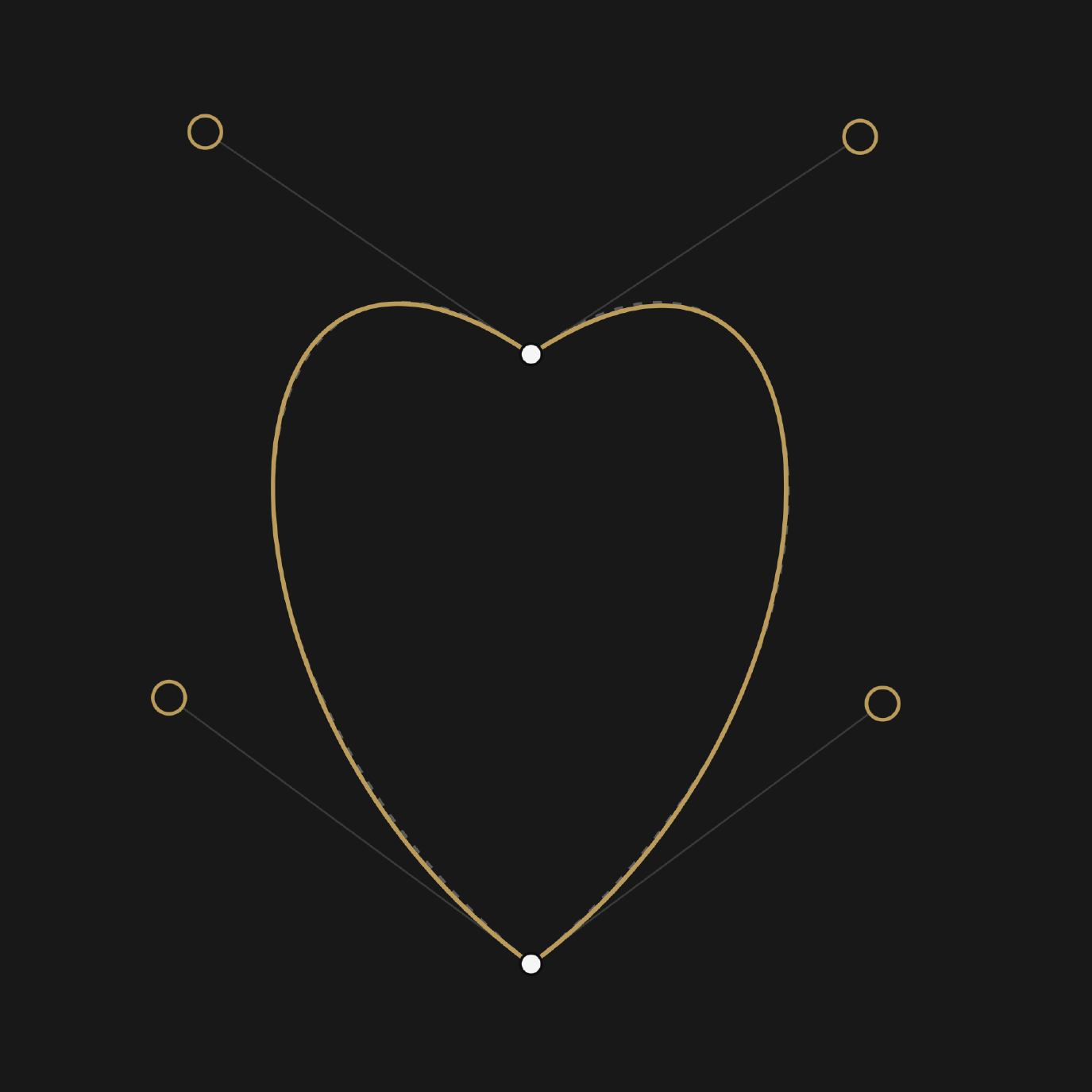 A Bézier curve with control handles